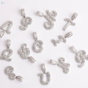 Iced Out Moissanite <b>Initial</b> Letter <b>Pendant</b> in 925 Sterling <b>Silver</b> Micro Pave Custom Alphabet Letter Charms Double Layer <b>Pendant</b> - Product Image 4