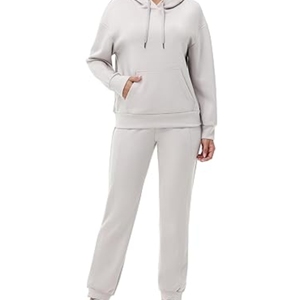Sweat-shirt à capuche oversize en molleton gris chiné pour femme, 100 % coton premium, style streetwear, coupe décontractée - Product Image 2