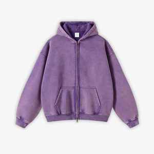 ชุดวอร์มมีฮู้ดสีม่วงแบบยูนิเซ็กซ์ VIBE SEWN เสื้อซิปเต็มตัว กางเกงจ็อกเกอร์ สีพื้น ทรงลำลอง ใส่สบาย ผ้าฝ้าย 100% สำหรับฤดูหนาว - Product Image 3