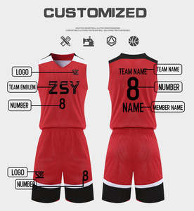Maillot de basketball OEM vierge, dernière collection, pour sublimation, imprimé, couleur rouge, grande taille, design logo personnalisé, réversible - Product Image 6
