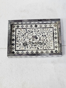 Bandeja de lujo moderna con incrustaciones de hueso, hecha a mano, móvil, de calidad premium, decorativa para mesa de centro, estilo Tradebyd - Product Image 2