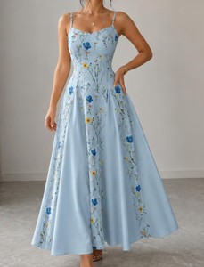 Vestido de Fiesta de Verano Moderno para Mujer, Largo hasta el Suelo, Sin Mangas, 100% Algodón, Espalda Descubierta, Elegante - Product Image 1