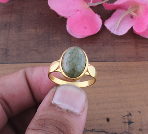Wholesale 925 Sterling <b>Silver</b> Gold Plated Oval Amethyst Gemstone Classic Women's Natural Green Pink Stone <b>Solitaire</b> <b>Ring</b> Fine - Product Image 1