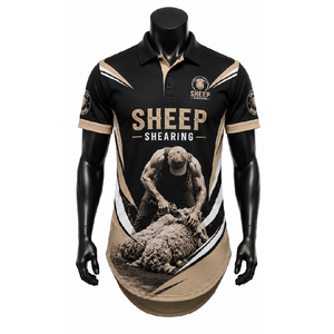 Maillot de cérémonie personnalisé pour homme avec impression par sublimation et transfert thermique, motif 'Sheep Shearing', design à queue longue, OEM ODM, vente en gros usine - Product Image 1