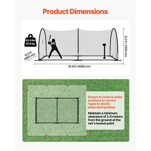 Gabbia da Battuta Portatile Autoportante 19.9 X 12.0 X 8.2 FT, Attrezzatura da Allenamento in HDPE Annodato a 30 Strati - Product Image 2