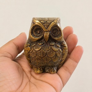 SHUBHAM Durable Gold Plated Brass <b>Owl</b> Figurine Handmade Animal Bobble <b>Ornament</b> Decorative Sculpture for Home Office Decor - Product Image 4