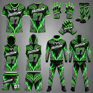FASTFLOW <b>Men's</b> Sublimated Marble Camo <b>Sports</b> Jersey Set Hoodie Pants Shorts Gloves <b>Socks</b> Breathable Kit - Product Image 6