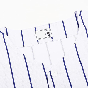 Baseball Jersey Unisex <b>White</b> <b>Blue</b> Pinstripe Short Sleeve Button Front Regular Fit Breathable Mesh Polyester Adult All Seasons - Product Image 4