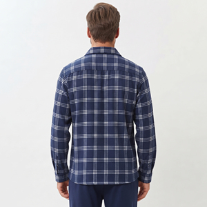 Camisa de Franela a Cuadros para Hombre, Manga Larga, Cuello Camisero, Botones, Estilo Casual, para Otoño, 100% Algodón, Transpirable, Ideal para Dormir - Product Image 2