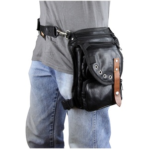 Bolso de pierna de cuero vintage con múltiples bolsillos, riñonera para viajes, moda outdoor, bolsa de almacenamiento utilitaria, correa segura ajustable y cómoda. - Product Image 2