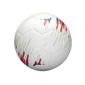 Balón de Fútbol Profesional OEM Personalizado, Tamaños 5, 4 y 3, para Niños y Adultos, de Cuero PU, para Partidos, Color Blanco con Patrón Rojo y Azul - Product Image 1