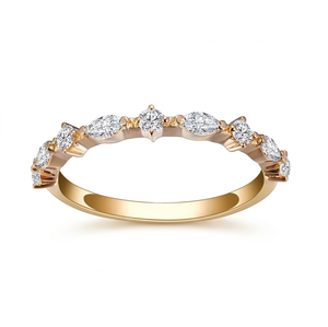 Aniva, Anillo de Eternidad de Oro Sólido de 9k con Diamante Cultivado en Laboratorio con Certificación IGI de 0.4ct, Corte Brillante Redondo, para Hombre y Mujer - Product Image 1