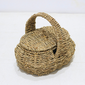 Cesta de picnic de junco marino tejida a mano, cesta de regalo y almacenamiento con asa y tapa - Product Image 4