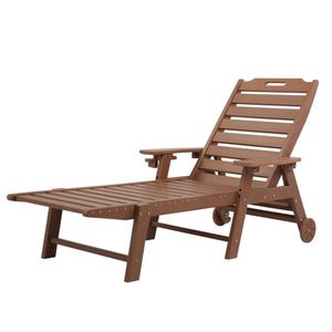 Lettino Prendisole in HDPE con Schienale Regolabile 195*75.5*33cm, Colore Teak - Product Image 5