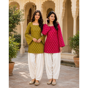 Ensemble haut et pantalon en coton imprimé Bandhej pour femmes - Tenue quotidienne d'été 2 pièces - Product Image 3