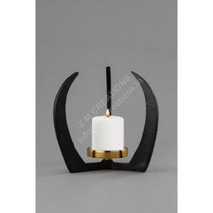 Porte-bougie en aluminium fait main, noir mat, design moderne, support décoratif pour bougies, décoration de mariage et de Noël, haute qualité - Product Image 3