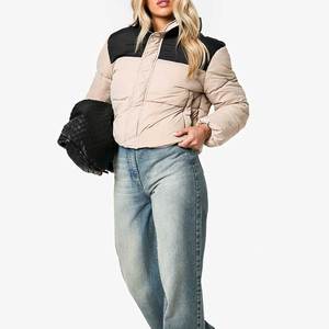 Chaqueta acolchada de burbujas con capucha y cuello redondo para mujer, talla grande, a cuadros, manga larga, con cremallera, informal, cálida, a la moda, para invierno 2026 - Product Image 4