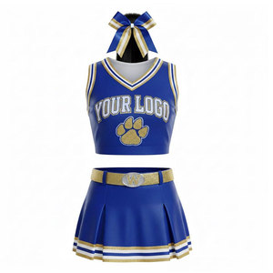 Uniforme personnalisé pour équipe de cheerleading féminine, tissu polyester respirant à séchage rapide, haut dos nageur, jupe à taille élastique, sports scolaires - Product Image 1