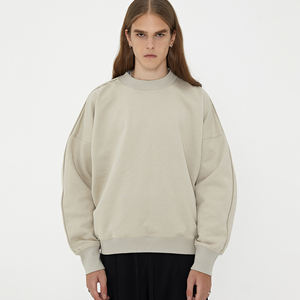 Sweat-shirts à capuche surdimensionnés pour hommes en polyester/coton doux de haute qualité, col rond, logo personnalisé, numérique, écologique, noir uni - Product Image 2