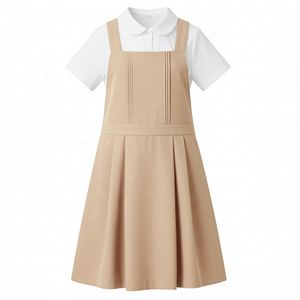 ชุดยูนิฟอร์มนักเรียนอนุบาล/ประถม แขนกุด คุณภาพสูง พิมพ์โลโก้ได้ สำหรับเด็กผู้หญิง ชุดเดรสแบบเอี๊ยม ผ้าโพลีเอสเตอร์/คอตตอน - Product Image 4