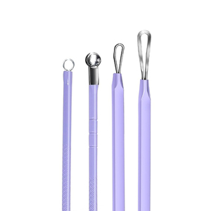 Low MOQ 7-Piece <b>Blackhead</b> Remover <b>Tool</b> Kit Purple Stainless Steel Acne Extraction Comedone <b>Extractor</b> Set with Leather Case OEM - Product Image 3