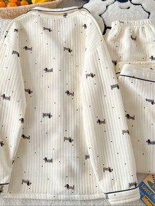 Conjunto de Pijama para Mujer 2025, Otoño/Invierno, Ecológico, Antibacterial, Acolchado, Grueso, Cálido, con Cárdigan de Manga Larga - Product Image 6