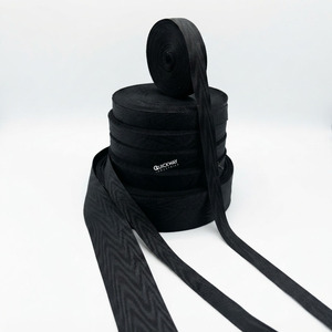 Ruban de médaille noir moiré personnalisé en viscose/soie/coton, largeur 1-1/2 pouces, pour médailles de récompense et décorations cérémonielles - Product Image 1