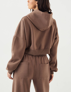 Conjunto Deportivo de 2 Piezas para Mujer, Estilo Urbano, Cintura Elástica, Sudadera Corta, para Correr por la Mañana, Diseño ODM OEM - Product Image 3