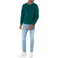 Sweat-shirt col rond uni de poids moyen, fabriqué en usine, confortable