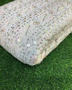 African Sequin Lace Fabric Beaded Embroidery Mesh Fabric Party Wear Wedding Dress Fabric Wholesale - Product Image 4