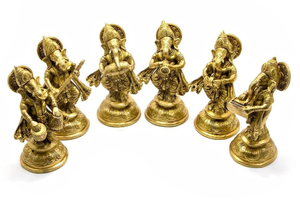 Juego de 6 Figuras de Ganesha de Latón de Alta Calidad, Regalo Musical para Amantes de la Música, Decoración del Hogar, de la India - Product Image 3