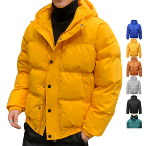 En gros hommes 100% polyester zip avec bouton pression os poches doudoune respirant à manches longues hiver veste chaude - Product Image 6