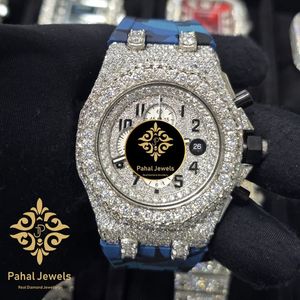 Reloj de Cuarzo con Incrustaciones de Diamantes, Cronógrafo, Correa Azul, Esfera Acrílica, Joyería de Moda de Lujo - Product Image 5