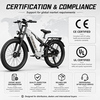 Vélo électrique à pneus larges 2000W à double moteur, 48V 25Ah, longue autonomie, suspension intégrale, tout-terrain, VTT, OEM ODM