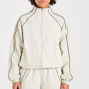 Windbreaker Retro <b>Women's</b> Plus Size Solid White Summer Track <b>Jacket</b> Jogger Set <b>Lightweight</b> Eco-Friendly Breathable - Product Image 6
