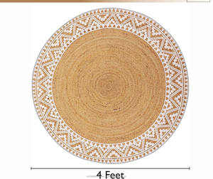 Alfombras de Yute Tejidas Tradicionales de 4 Pies, Borde Blanco Estampado, Resistentes a las Manchas, Pelo Alto, Aptas para Mascotas, Hechas a Mano, Antibacterianas, para Viajes - Product Image 2