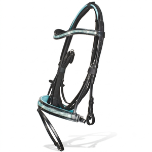 Brida para Caballo TAK Equestrian con Cristales y Narigueira Acolchada, de Cuero Premium y Cristales, Brida Snaffle - Product Image 1