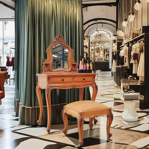 Tocador de maquillaje de nogal antiguo, espejo de pie, tocador de madera de caoba maciza, muebles de dormitorio francés europeo, precio de fábrica de vidrio - Product Image 2