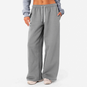 Mid Waisted Wide Leg <b>Men's</b> Fleece Sweatpants Loose Fit Slimming Straight <b>Jogger</b> Pants Breathable Quick Dry Drawstring Closure - Product Image 5
