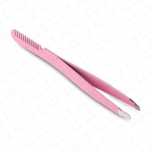 Professional Stainless Steel Slant Tip Eyebrow Tweezers with Comb Custom Logo <b>Precision</b> Brow Grooming <b>Tool</b> OEM - Product Image 2