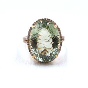 Anillo de Plata de Ley 925 Chapado en Oro Rosa con Amatista Verde Natural y Diamantes, Anillo de Regalo con Piedras Preciosas para Mujer - Product Image 2