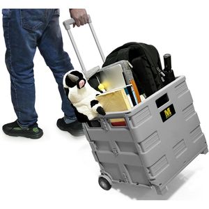 Carrello Pieghevole Multiuso con Ruote, Capacità 80 lb, Manico Telescopico, Cassa in Plastica Resistente, Carrello Pieghevole per Trasporto - Product Image 2