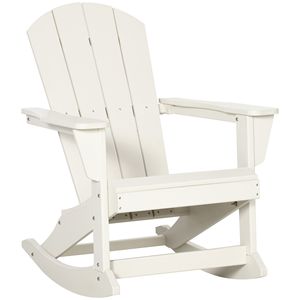 Sedia a dondolo Adirondack bianca per esterni, giardino, patio, in resina HDPE e plastica, pieghevole, per arredo da esterno e parchi - Product Image 1