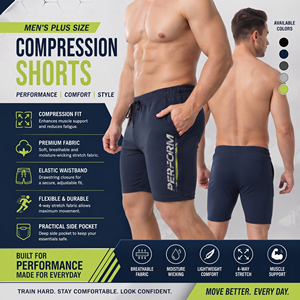 Shorts de compression pour hommes à taille élastique, imprimés, grandes tailles, pour yoga, sous-vêtement technique, gym, fitness et course à pied - Product Image 2