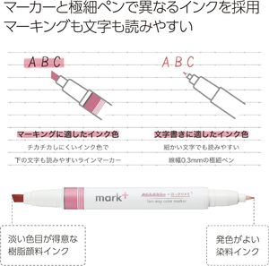 Stylo surligneur double pointe KOKUYO Mark+ – Marqueur japonais aux couleurs douces, double embout fin et biseauté pour notes et journalisation - Product Image 2