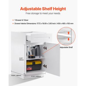 Mobile Base con Cassetti Moderno Bianco Stile Shaker da 18 Pollici, Non Assemblato, 24 Pollici L x 34,5 Pollici H, Pronto per il Montaggio - Product Image 5