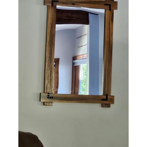 Cadre de miroir rustique en bois d'acacia 18 pouces Vente en gros |   Marron vieilli - Product Image 4