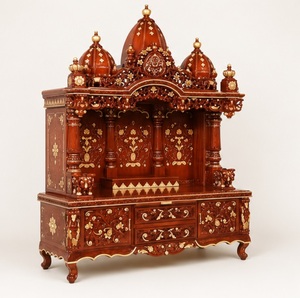 Large Size Hand Crafted Wooden Temple for Home Hindu Teak Wood High Carved Mandir for Home Premium Quality Teak Wood Temple - Product Image 2