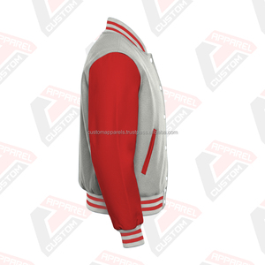 Blouson universitaire homme personnalisé en mélange de laine respirant pour l'hiver, avec logo brodé de qualité supérieure sur le devant et col montant coupe-vent - Product Image 4