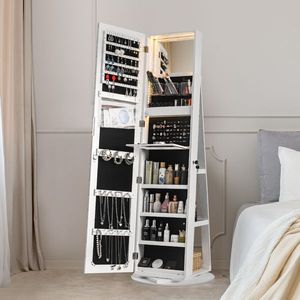 Large Capacity Lockable Mirror Jewelry Armoire with 360 Degrees Full Length Mirror 360 Degrees Organizer for Jewelry Storage - Product Image 2
